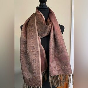 Beautiful mauve and brown patterned Fair Trade scarf NWT